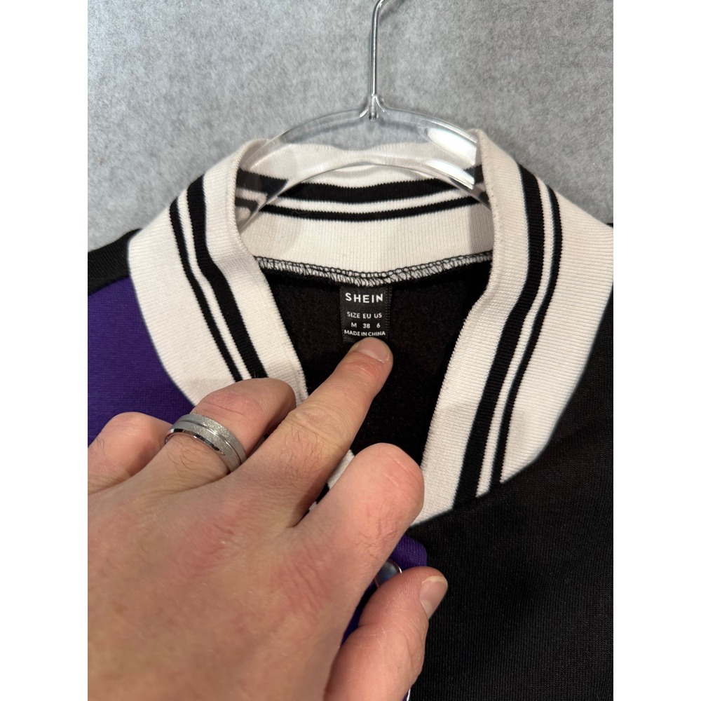 Shein Varsity Jacket Basketball Graphic‎ Color Block Jacket Women's M - Picture 2 of 14